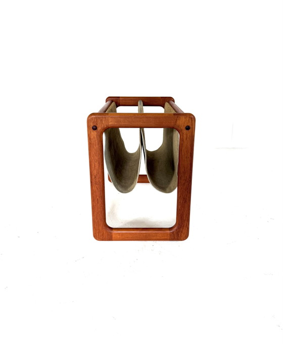 Vintage Teak Magazine Rack, Vildbjerg Møbelfabrik ‘60 – Wood, Leather (photo 4 of 7)