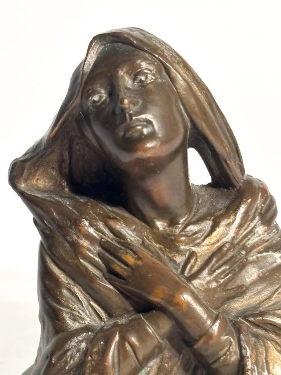 1950s Bronze Madonna Sculpture with Marble Base (photo 6 of 6)