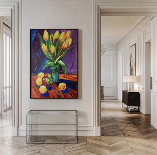 Les tulipes - Belle peinture de 70x100 cm