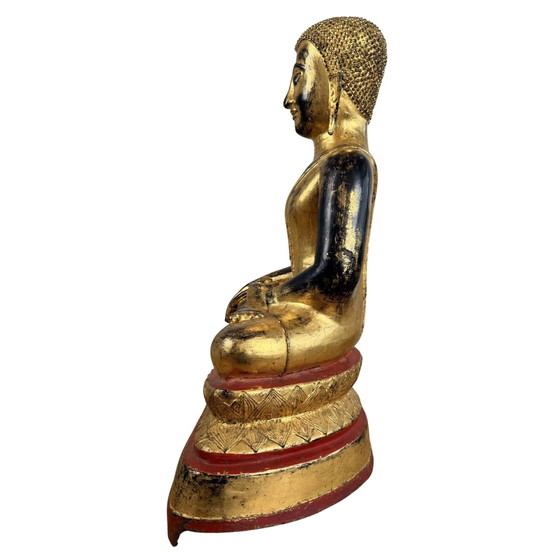 Estatua antigua de Buda birmano de bronce con cuenco de limosnas – 24,2 kg – Esculturas, Bronze (photo 7 of 10)