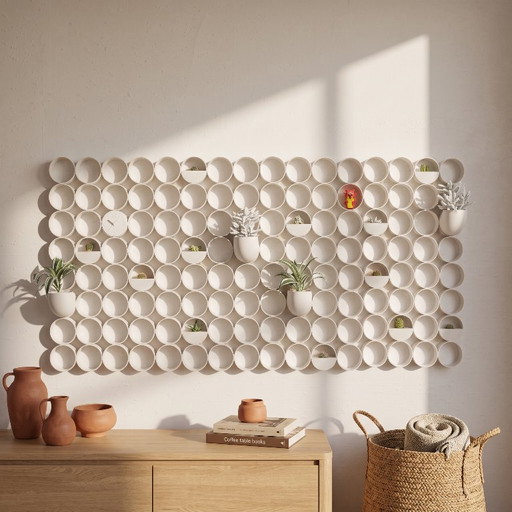 Panel Space Age | Panel de Pared 3D | Paquete XLarge | Decoración de Pared Boho Midcentury Blanco