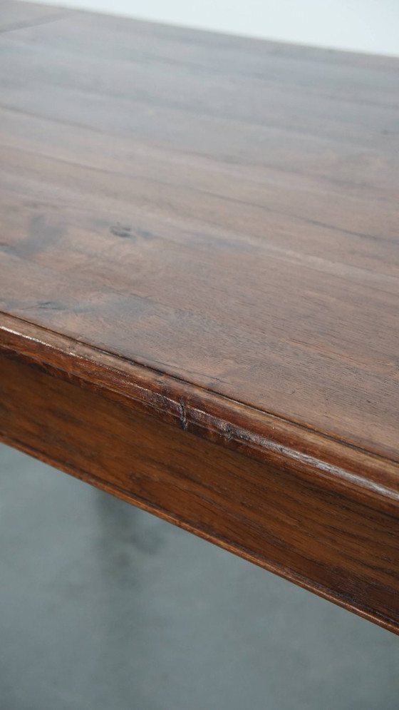Image 1 of Table de salle à manger ancienne en chêne du début des années 1900 avec plateau rabattable d'un côté