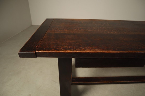 Table de salle à manger en chêne teinté foncé de Jean Batenburg pour MI, Belgique, vers 1969 (photo 5 of 15)