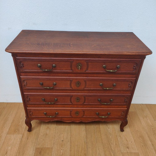 Cassettiera/comò vintage in legno rustico, stile Queen Anne