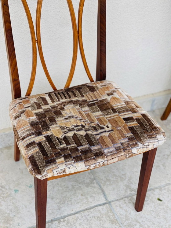 Image 1 of Paire de chaise et fauteuil vintage en teck et tissu, 1960