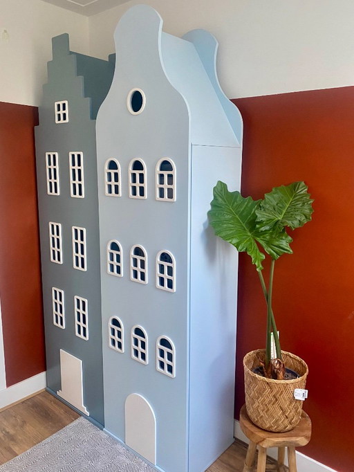 Kast Van Een Huis | Licht/ijsblauwe huiskast 216*60*40 – opbergkast, Mdf (photo 2 of 7)