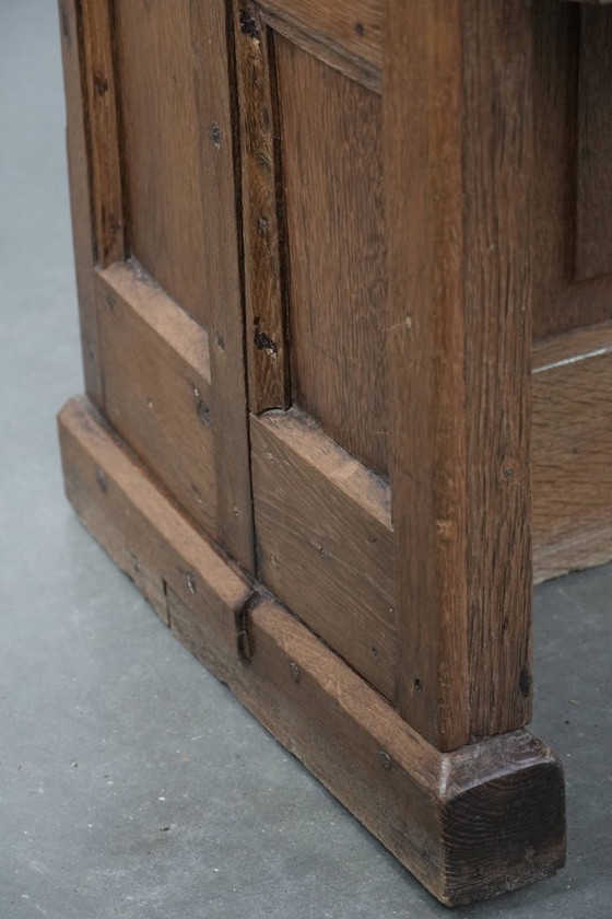 Image 1 of Antico banco da chiesa in quercia in stile gotico con bellissime incisioni