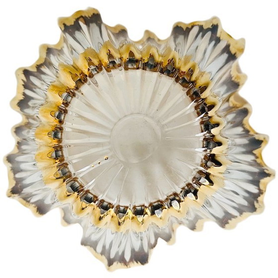 Image 1 of Ciotola in cristallo soffiato a bocca di metà secolo, placcata in oro, Cofrac Art Verrier, anni '60