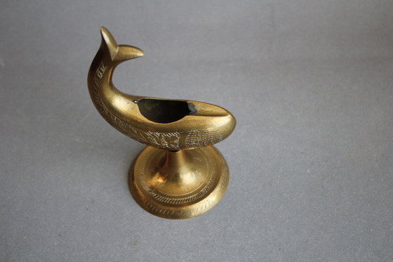 Image 1 of Brass Whale Small Vintage Ashtray