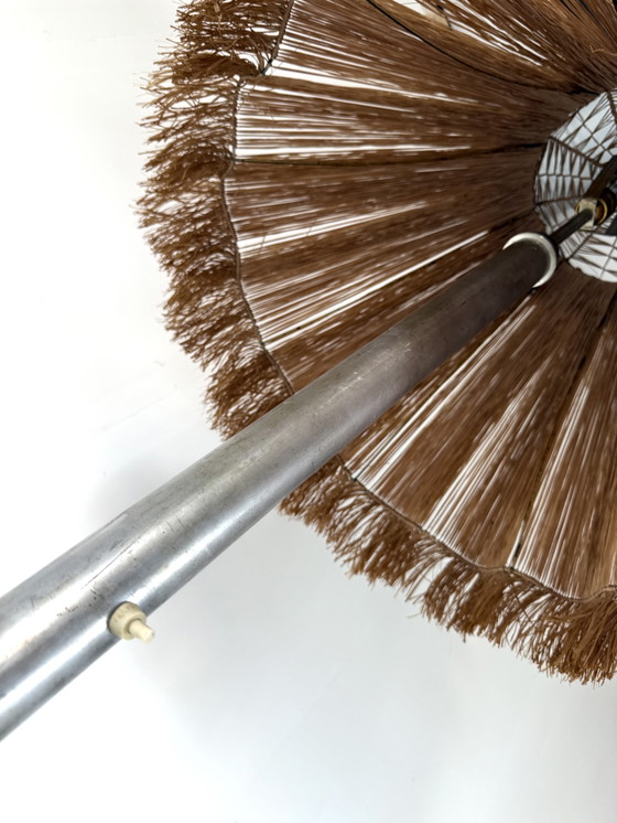 Image 1 of Lampada da terra vintage con paralume in rafia, anni '60