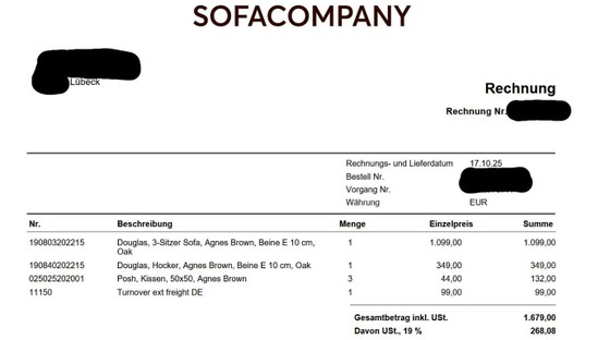 Image 1 of Sofá Douglas de 3 plazas de Sofa Company con reposapiés y cojines, como nuevo.
