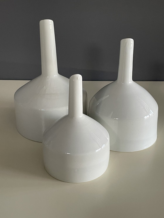 Image 1 of Vintage Design Set: Rare Ceramic Lab Funnels - Brutalist Art Objects From Europe
