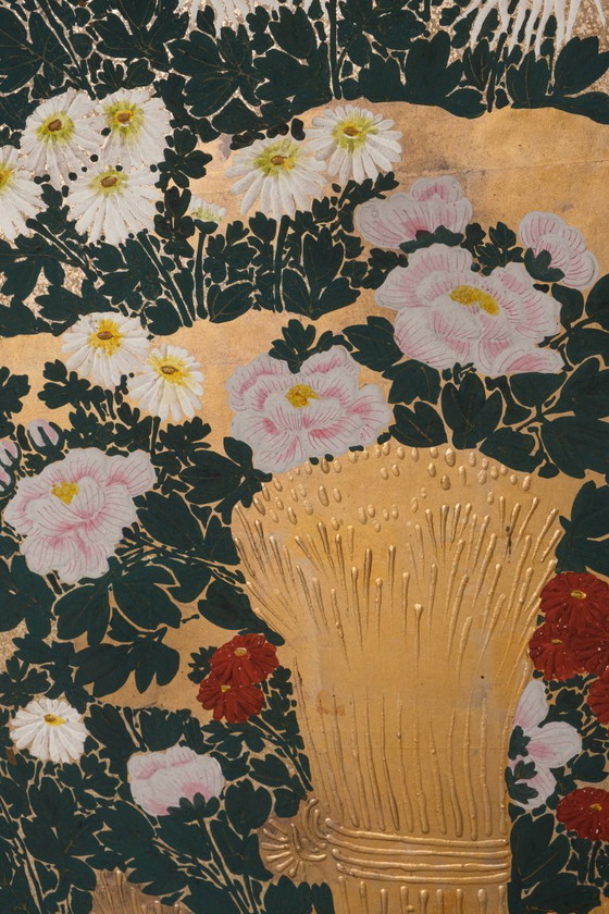 Image 1 of Antique Japanese 6-Panel Folding Screen Rinpa School-style