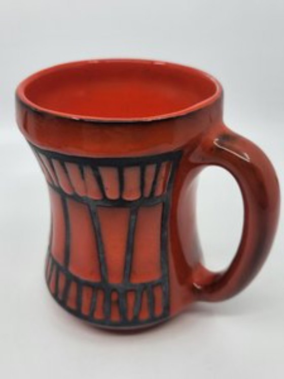 Image 1 of Taza Roger Capron Cerámica roja Vallauris Francia 1950