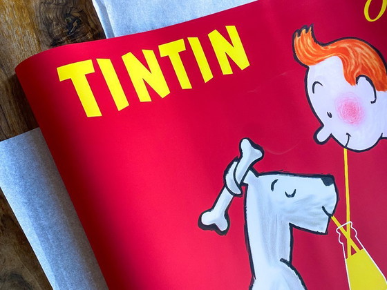 Image 1 of "Tintin Orange" Soda illustration by Savignac after Hergé - Poster 100 x 70 cm