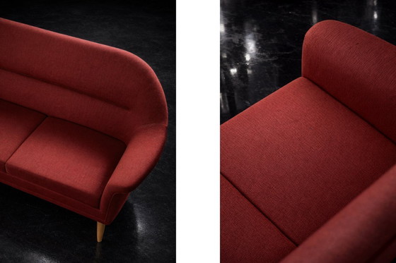Image 1 of Canapé 3 Places Vintage Élégant Scandinave Moderne Mid-Century Rouge de Bröderna Anderssons, 1950s
