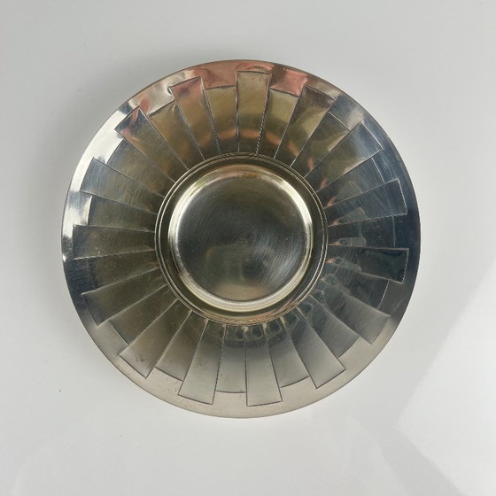 Image 1 of Pair of Art Deco silver-plated cups and saucers, Corbière & Vuillermoz (attributed), France, circa 1920/30.