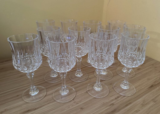 12 kleine 12cl "Longchamp" Cristal d'Arques vintage glazen