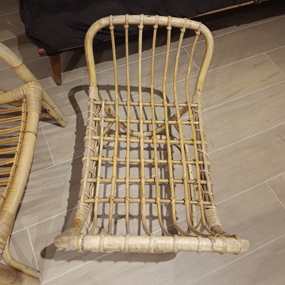 Image 1 of Asiento y reposapiés de bambú