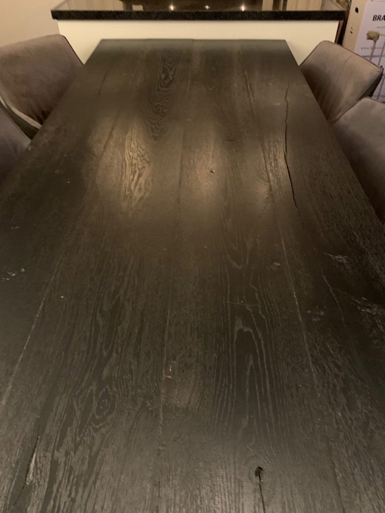 Image 1 of Stylish Black Oak Dining Table XL