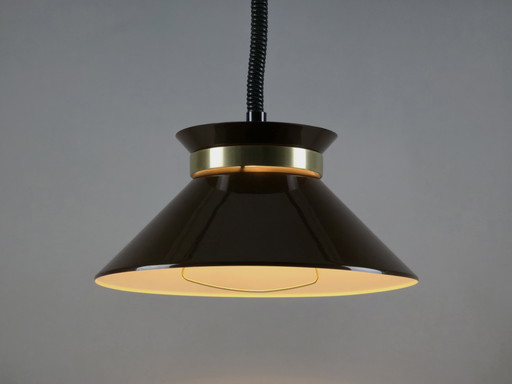 1970s Vintage BELID Type T135 Scandinavian Brown Aluminum Pendant Lamp – Swedish Mid-Century Modern Pendant Light.