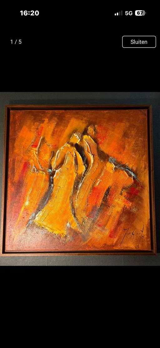 Groot moderno schilderij met Warme kleuren