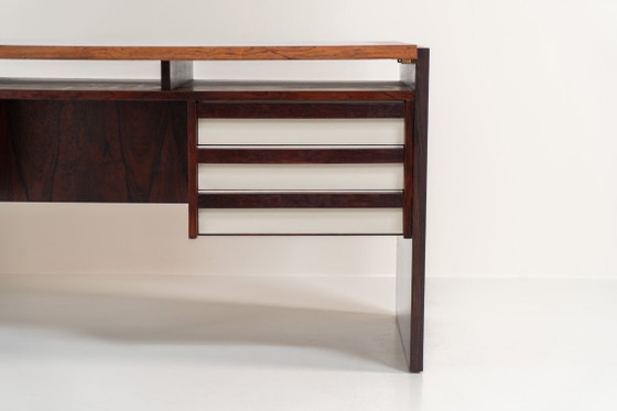 Rare double-sided “Vario” desk by Werner Wölfer for V-Form (Belgium, 1960s)., V Form, Wood, Brown, Vintage (photo 14 of 24)