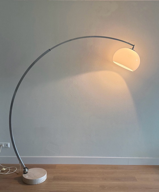XXL vintage arc lamp, Floor lights, Metal, Marble, White (photo 4 of 12)