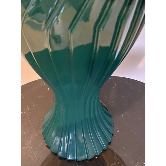 Image 1 of Vintage green lacquered porcelain table lamp, Italy 1970s