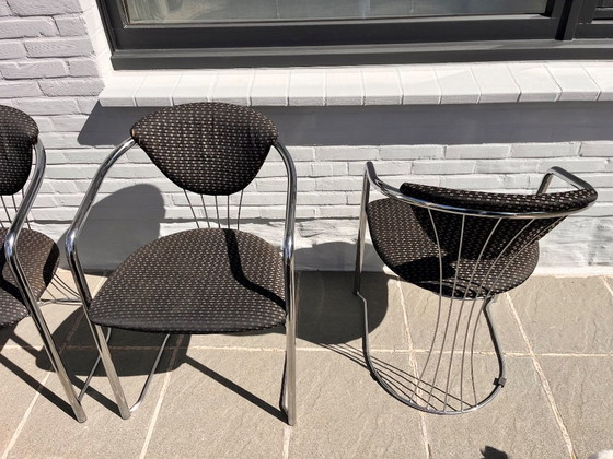 4 X Effezeta Chrome Dining Chair – Eetkamerstoelen, Metal, Textile (photo 5 of 9)