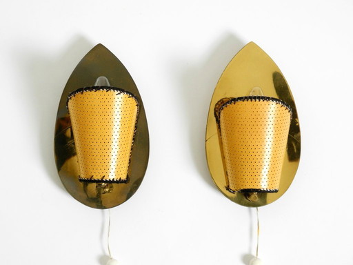 Deux ravissantes appliques murales originales en laiton de style Mid-Century Modern