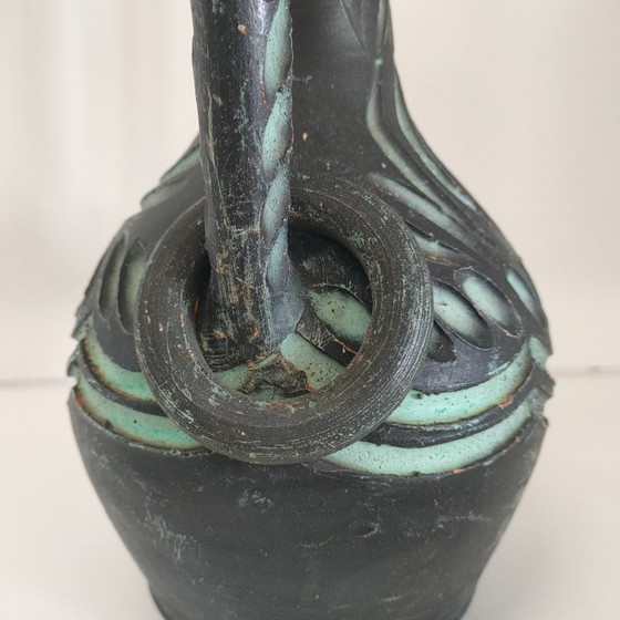 Brocca spagnola verde e nera di Ceramicas Arbusias Spain con anelli, Ceramicas Arbucias, Vasi, Vintage (foto 7 di 10)