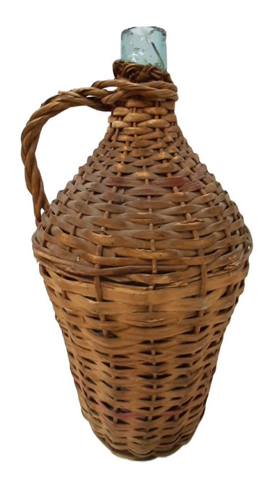 Image 1 of Dame-jeanne ancienne en osier H 40 cm