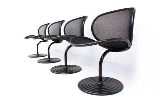 wie neu! Vintage Set 4x O-Line Chair, Stuhl Prof. Herbert Ohl für Wilkhahn 1982 im Museums-Zustand!