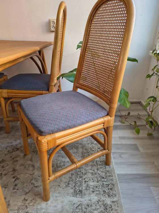 Vintage Rotan / Manou Eethoek – Boho & Webbing (Compleet) – Eetkamerset, Wicker, Textile (photo 9 of 10)