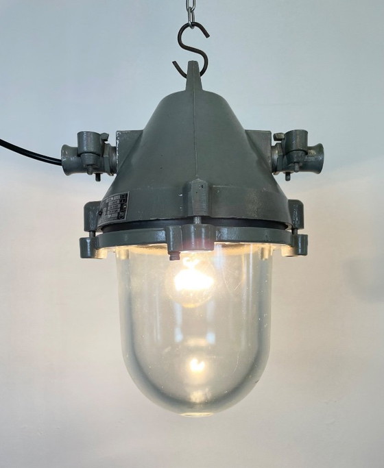 Image 1 of Lampada antideflagrante industriale in alluminio pressofuso grigio scuro, anni '60