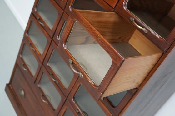 Image 1 of Englischer Kurzwarenschrank mit Glasschubladen, ca. 1930er Jahre