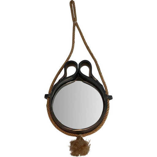 Vintage ceramic and rope mirror, 1970