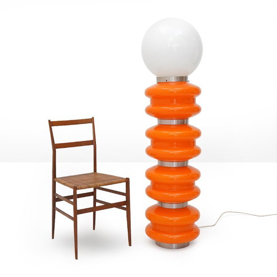 Image 1 of Orange and white glass floor lamp by Stilux, 1970s
