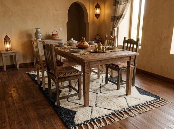 Tapis Traditionnels Marocain Blanc-Noir 200cmx300cm – Alfombras, Cotton (photo 2 of 6)