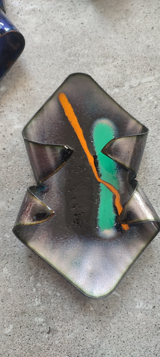 Image 1 of X5 Smaltato Rame Snuisterijbakje, Italië, jaren 60-70