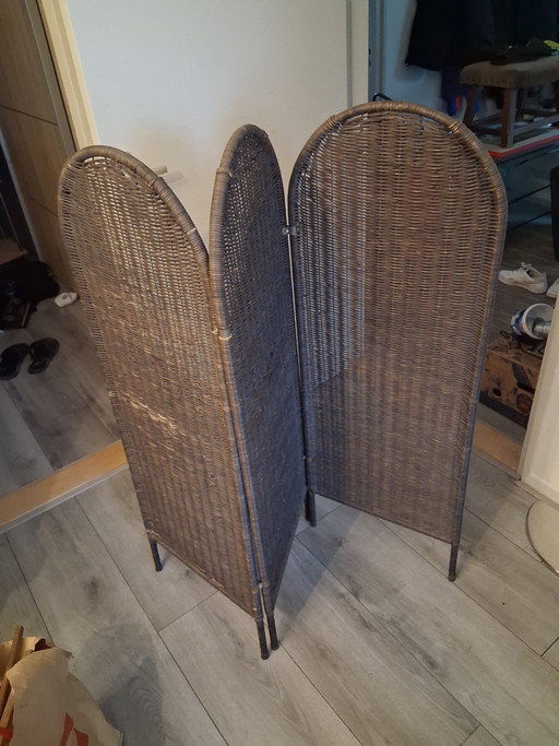 Vintage-Raumteiler aus Korbweide/Rattan