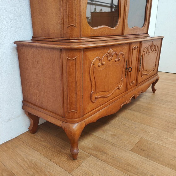 Image 1 of Vintage Queen Ann kast vitrinekast buffetkast servieskast