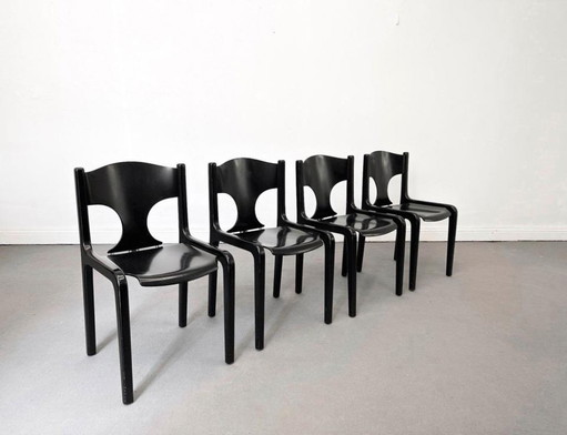 1/4 Augusto Savini Pozzi Stuhl Chair Holz schwarz Messing 60er