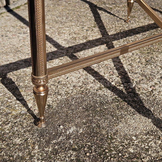 Image 1 of French Vintage Marble and Brass Coffee Table-Cocktail Table-Side Table - Hollywood Regency Style-70s