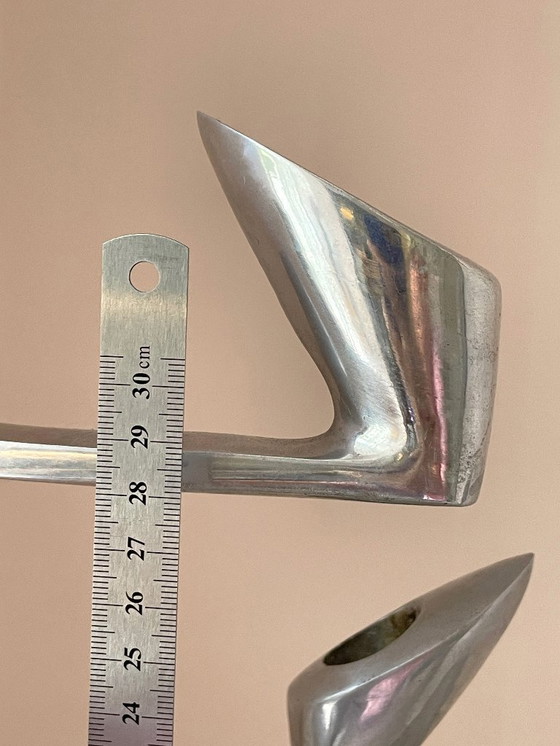 Image 1 of 3x large Matthew Hilton Design SWAN candlesticks SCP England