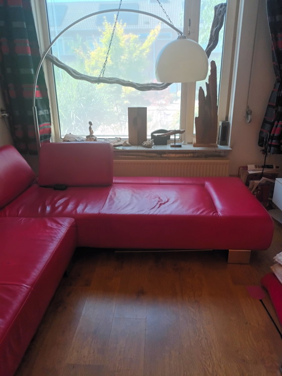 Image 1 of Rode leren design bank van Montel