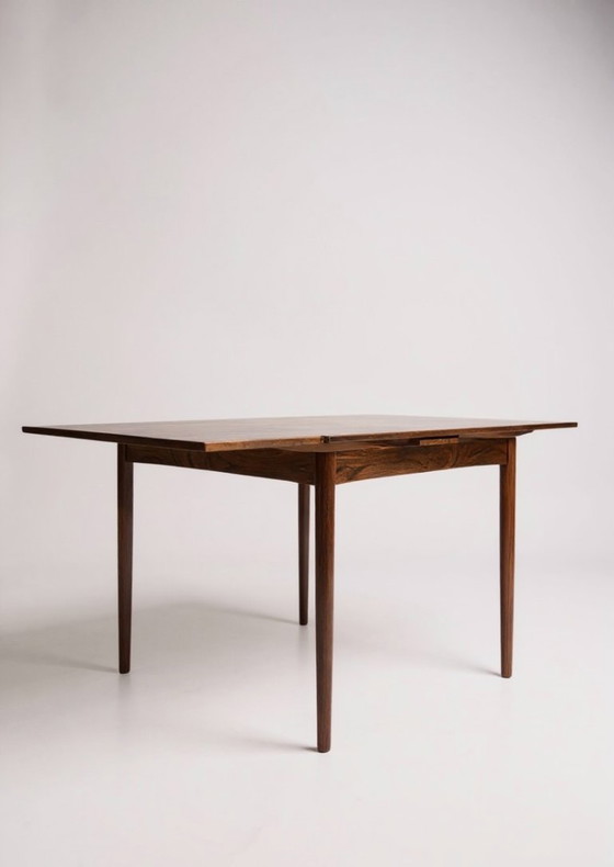 Image 1 of Uitschuifbare vierkante Scandinavische eettafel van Poul Hundevad uit de jaren 60/70.
