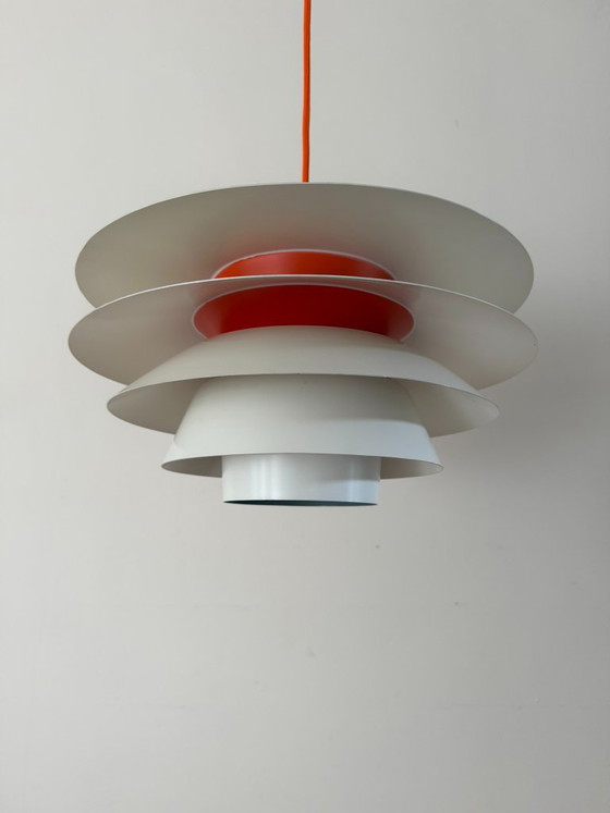 Vintage Verona pendel 5 disks - Nordisk Solar Compagni - Sven Middelboe, Pendant lamps, Aluminium, Orange (photo 10 of 13)