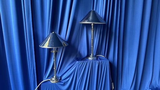 Vintage table lamps pair chrome 70s Space Age Sputnik